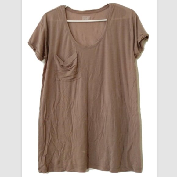 Victoria's Secret Small Tencel Lyocell Dark Beige Short Sleeve Blouse - Picture 1 of 8